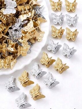 SHEIN | Silver & Gold Mini Butterfly Hair Claw Clips